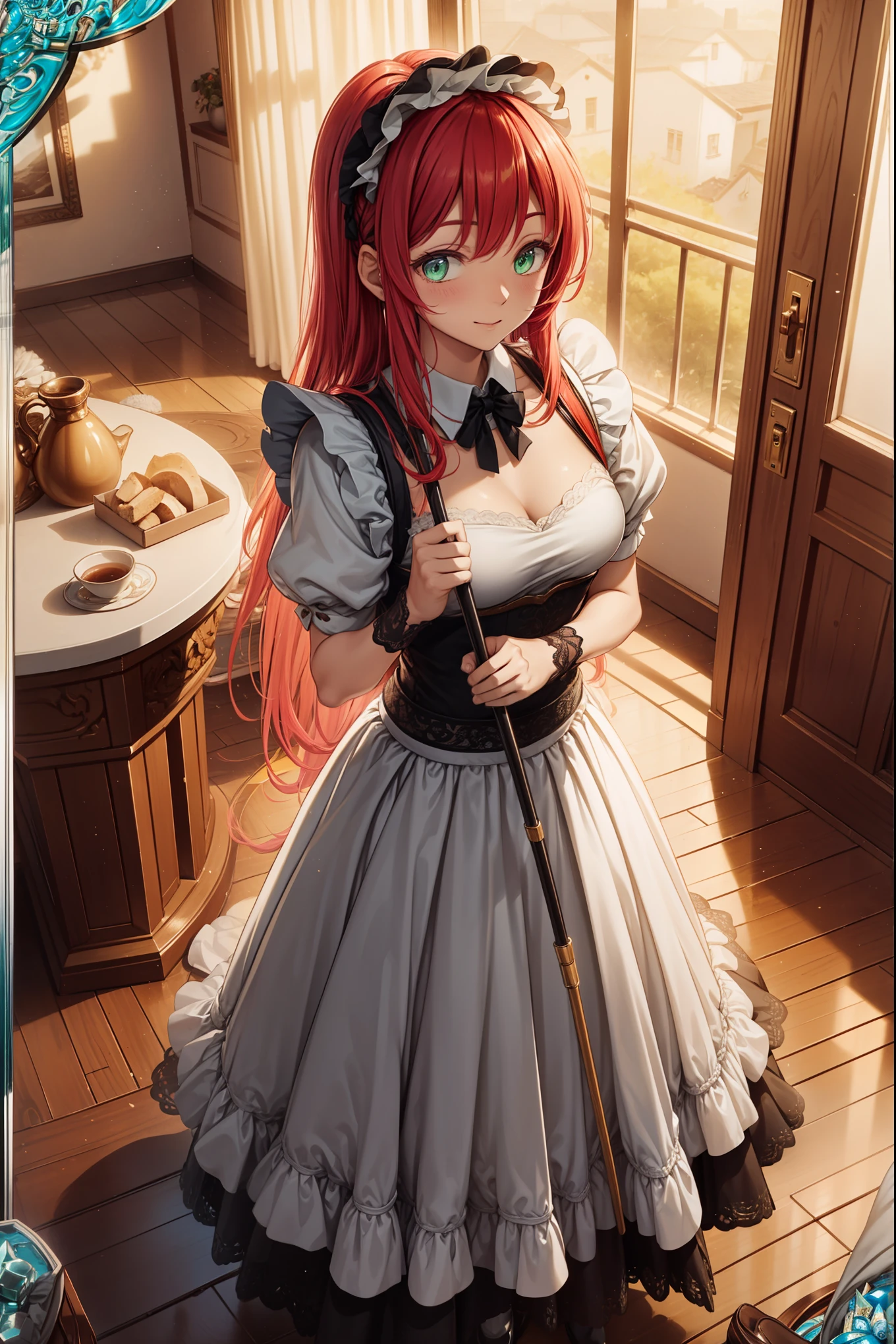 (masterpiece, best quality, ultra-detailed, highres, 4k),(beautiful detailed hands),(1girl),HDR,long hair, shorts, red hair, cellphone, bracelet, jewelry, nail polish, blurry background, smile, wristwatch, realistic, blurry, grandes peitos. In this scene she is writed in a paper the phrase "only 4 days left" with a heart drawed too. the focus is on her hand and in the paper with the phrase writed.