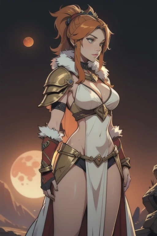 Ancient, bloodmoon princess, creselia, fur armor, rings, female creature, prehistoric era,