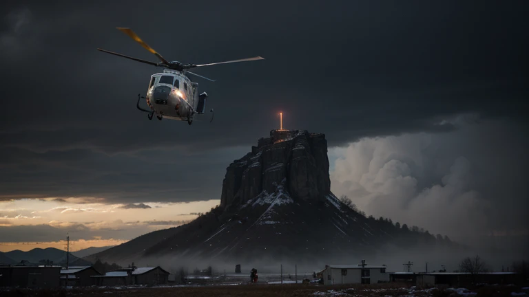 Creating a background image with those elements would give the website a dramatic and intense feel. Picture a dark, ominous sky with clouds swirling around a villainous soldier positioned in the foreground, wielding a sniper rifle. Behind them, a sleek, menacing helicopter hovers, its rotor blades cutting through the air, while a military plane streaks across the sky in the distance, adding to the sense of impending danger and action.