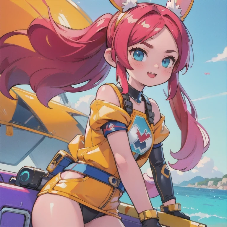 (masterpiece, best quality:1.2), 1girl, ((masterpiece, highest quality, Highest image quality, High resolution, photorealistic, Raw photo, 8K)), Retro Game, Nintendo, SEGA, Namco, Cyberpunk 1:25 miniatures,illustration,Side viewing angle,((Side viewing angle)),Wear gold wire-rimmed reflective sunglasses,Carry future weapons,very happy,Side viewing angle,whole body,three-dimensional,octane rendering,Perfect face,Collagen texture((flowing hair))((Gradient long fur rabbit ears))