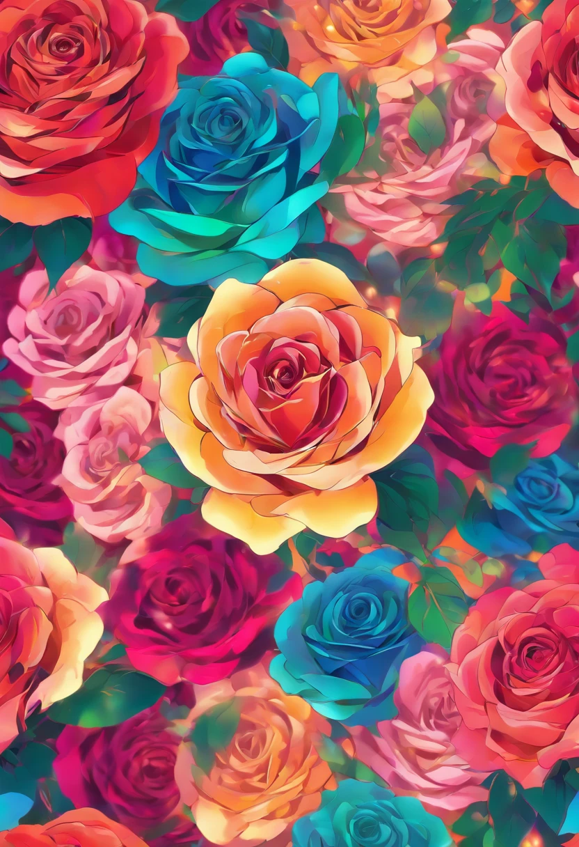 An exquisite blend of multi colored roses very tightly woven 