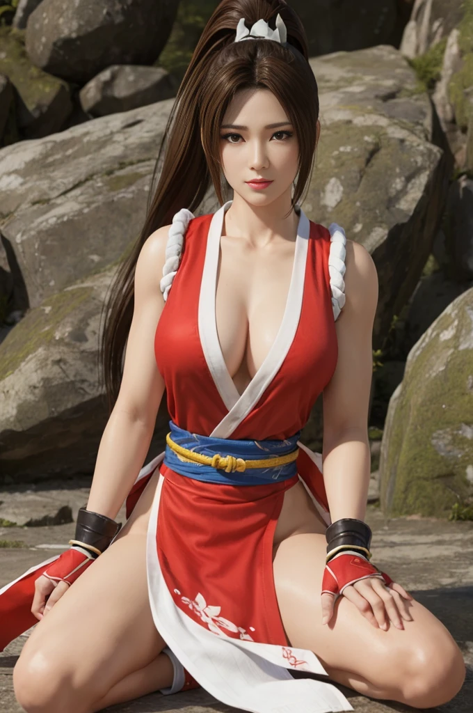 Mai Shiranui, (melhor qualidade,ultra-detalhado),(Realista:1.37), rosto bonito e detalhado, Textura ultrarrealista, rosto delicado, athletic body, cores vivas. High definition, 8k