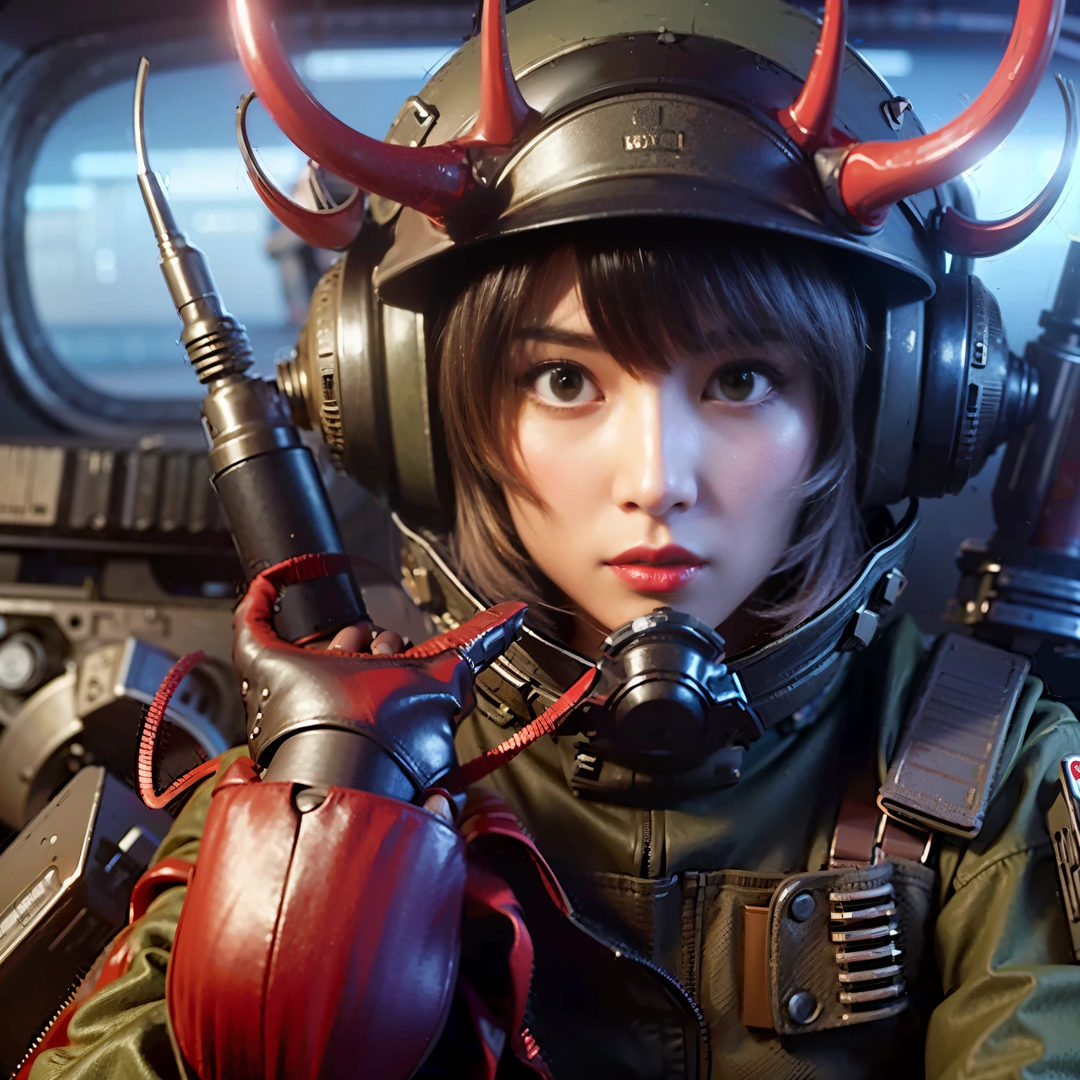 Sh(masterpiece, best quality:1.2), (8k uhd, 16k, 32k, ultra high res), (photorealistic:1.37), (RAW photo), ultimate-realistic, ultimate-realistic details, ultimate-realistic texture, ultimate-intricate details, ultimate-realistic lighting, ultimate-realistic shadow, japanese girl, ultimate-cute face, ultimate-RAW skin, ultimate-realistic eyes, (short cut, holding a glock17, red enamel jacket with bare shoulders, camisole, short shorts, criminal city)