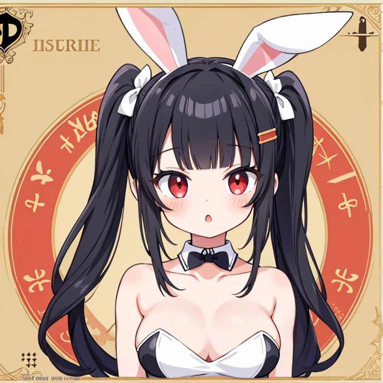 masterpiece, highest quality, Absurd, figure, black,
1 girl, Playboy Bunny, Anime characters, cute, cute, fluffy,black hair,Twin tail hair, Blunt bangs, choker,
Postcard,