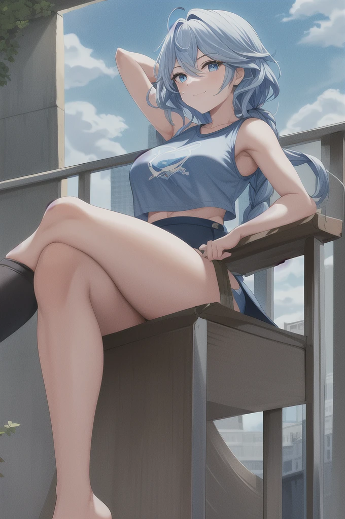 woman, 29 yo, sexual expression invite,sexual face,pantyhose Detailed((tights with detailed textures)),feet to the viewer,feet in front of the spectator,blue hair,long twintail hair,blue eyes,