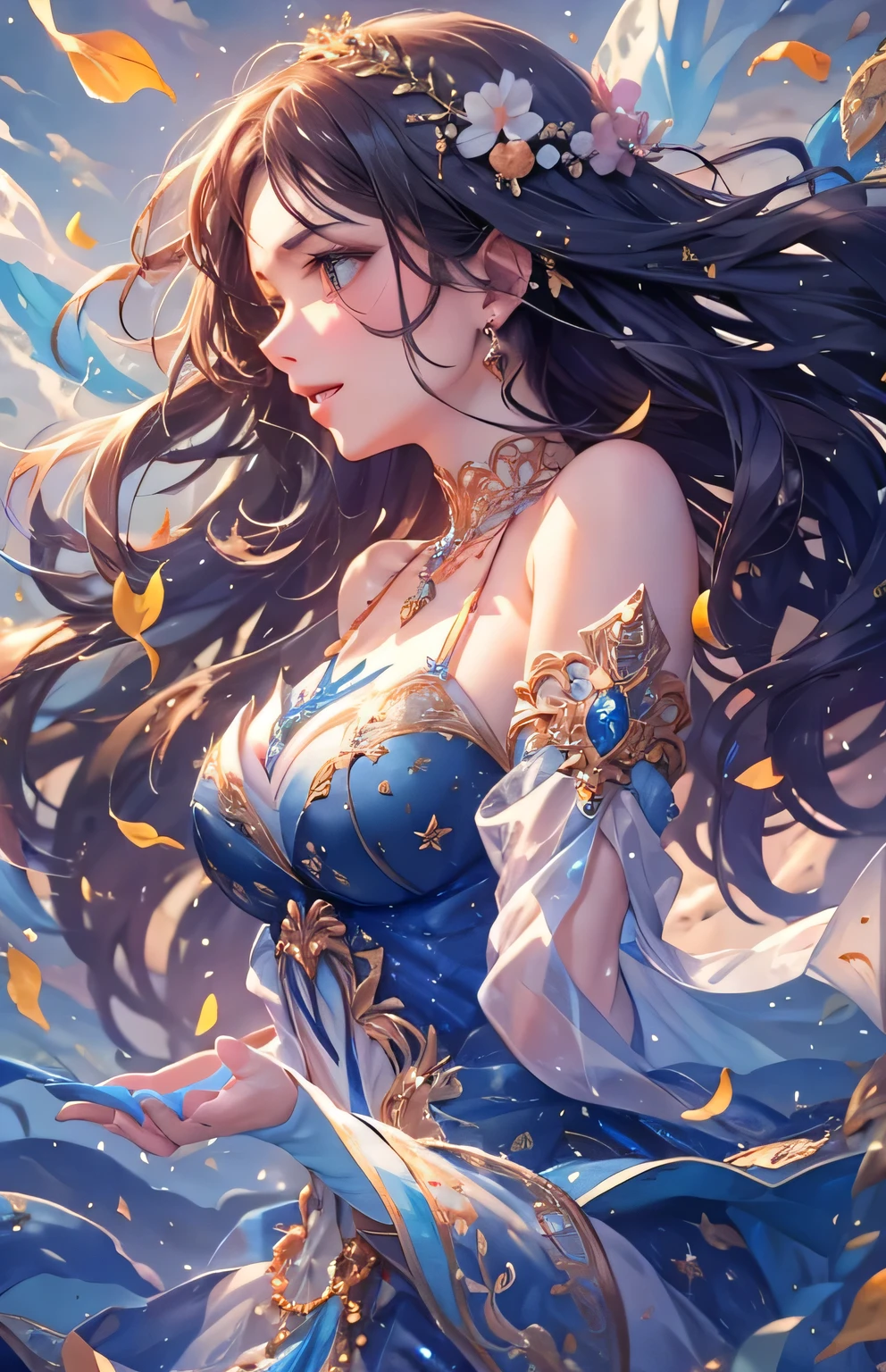 ((highest quality)), ((masterpiece)), (Get used to it), Perfect Face , beautiful girl , mermaid , Mid-chest , Long and beautiful hair ,
