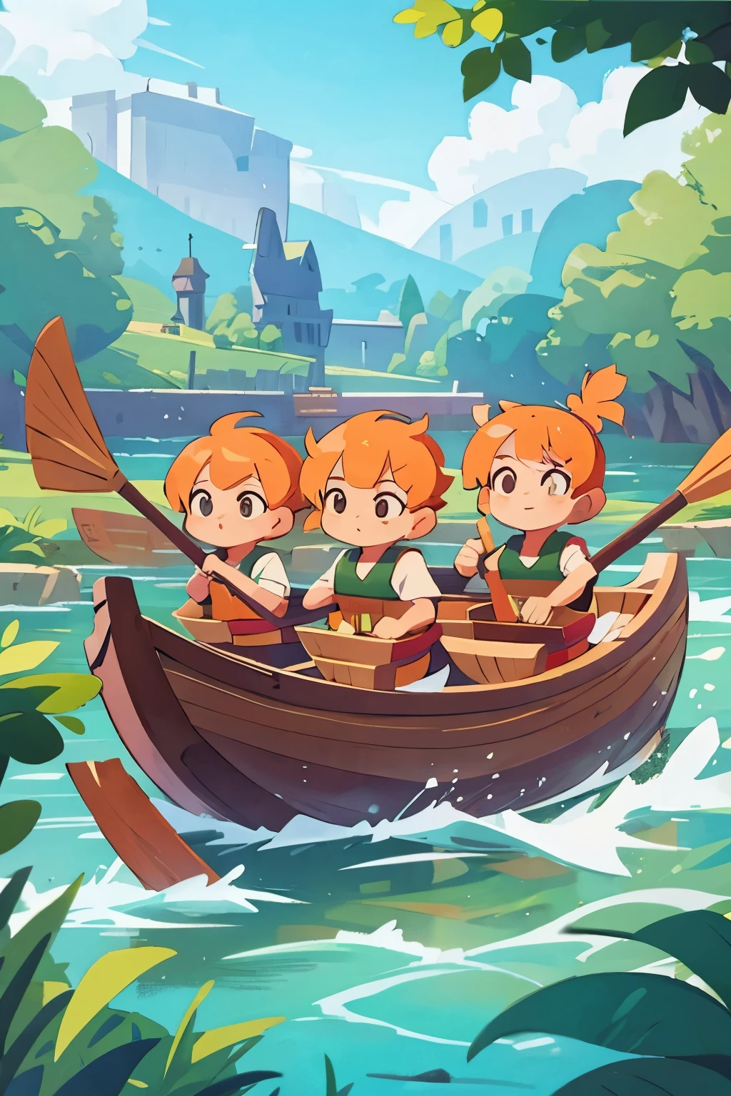 A group of people rowing dragon boats on the river