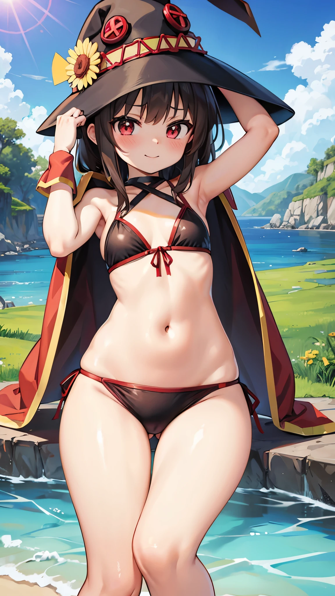 megumin and  sister from konosuba in bikini