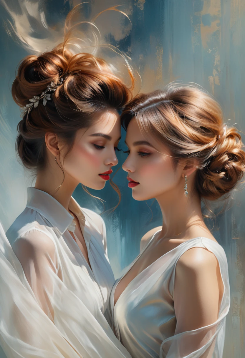 chiaroscuro technique,illustration,elegant,Collaborate and work solo,(best quality,4k,8k,highres,masterpiece:1.2),ultra-detailed,(realistic,photorealistic,photo-realistic:1.37),fine details,delicate lines,perfectly balanced contrast,rich shadows and highlights,painterly texture,impressive depth of field,vibrant colors,subtle gradation,compelling composition,dramatic lighting,dynamic angles,expressive facial features,fine clothing and accessories,refined gestures,artistic poses,harmonious background/details,beautifully styled hair,atmospheric environment,mysterious atmosphere,intense emotions,focused expression,timeless elegance,subtle storytelling