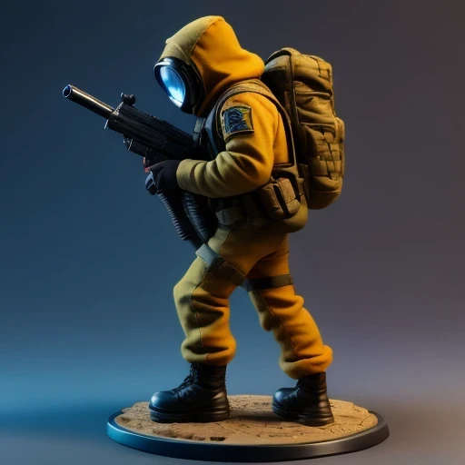 ((side angle))Alafud Soldier with gas mask and gun, Sanya Toys, Guerrilla, vinyl toy figurine, Highly detailed toys, Future combat equipment, Stop motion vinyl characters, Soldier, Marmoset Rendering, camouflage equipment, Octane Rendering”, Octane Rendering ”, Ninja, Vinyl Action Figures, Personagem pequeno. Unreal Engine 5,(((Pure cotton plush)))