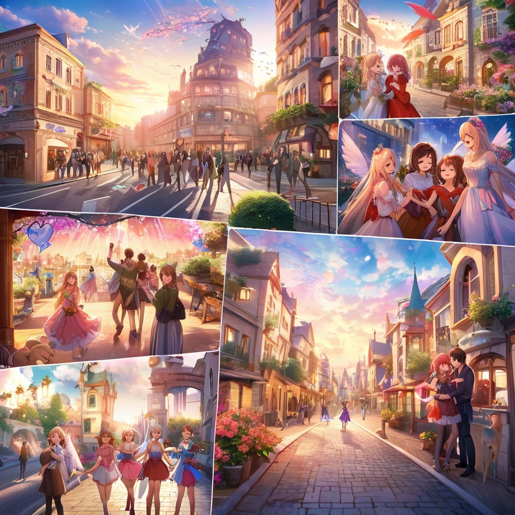 (a cute, happy, winged capybara, love-themed bow and arrow), bustling city, young women, finding love, vibrant colors, whimsical atmosphere, charming smiles, fluttering wings, joyful expressions, arrow of love, love-struck, magical moments, enchanting encounters, dreamy landscapes, urban backdrop, heart-shaped arrows, love-filled air, romantic ambiance, busy streets, hopeful hearts, tender connections, radiant energy, seamless connections, serendipitous meetings, sunny skies, blooming flowers, laughter and joy, sparkling eyes, love conquers all, delightful surprises, heartwarming encounters, picturesque settings, uplifting spirit, captivating scenes, unforgettable connections, love spreading in every corner, enchanted cityscape, love arrows piercing through the air, heartwarming embraces, love-filled destiny.