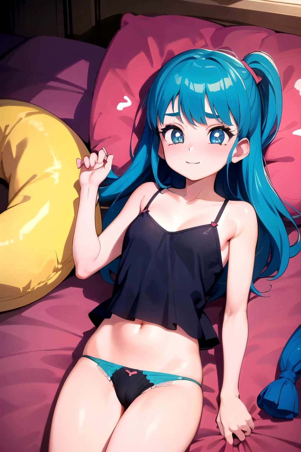 10 year old Bulma Briefs from the original Dragon Ball anime. Pantie flash. Hearts in her pupils.