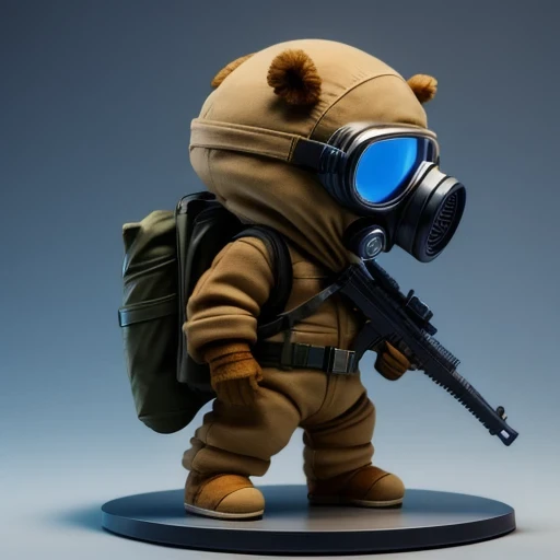 ((side angle))Alafud Soldier with gas mask and gun, Sanya Toys, Guerrilla, vinyl toy figurine, Highly detailed toys, Future combat equipment, Stop motion vinyl characters, Soldier, Marmoset Rendering, camouflage equipment, Octane Rendering”, Octane Rendering ”, Ninja, Vinyl Action Figures, Personagem pequeno. Unreal Engine 5,(((Pure cotton plush)))