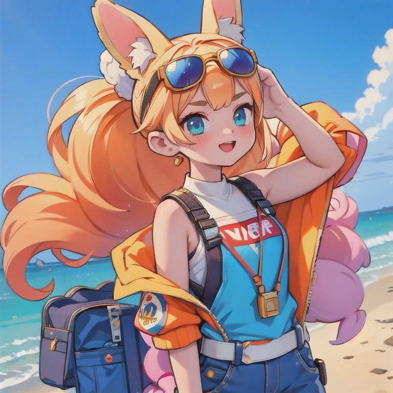 (masterpiece, best quality:1.2), 1girl, ((masterpiece, highest quality, Highest image quality, High resolution, photorealistic, Raw photo, 8K)), Retro Game, Nintendo, SEGA, Namco, Cyberpunk 1:25 miniatures,illustration,Side viewing angle,((Side viewing angle)),Wear gold wire-rimmed reflective sunglasses,Carry future weapons,very happy,Side viewing angle,whole body,three-dimensional,octane rendering,Perfect face,Collagen texture((flowing hair))((Gradient long fur rabbit ears))