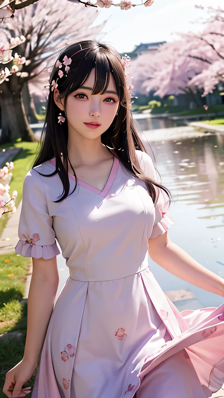 ((highest quality、8k、masterpiece:1.3))、sharp focus:1.2、(genuine、photogenuineistic:1.37)、(shining smile:1.2)、beautiful face woman、28 years old、pointed chest、long eyelashes、colored contact lenses、big breasts 、delicate、very fine eyes、highly detailed eyebrows、（sharp eyebrows）、（thin eyebrows）.highly detailed face、(((beautiful feet:1.3)))、((beautiful breasts:1.3)、(brunette tousled hair)、(28 years old女性:1.2)、  (very detailed), (bright colors), (Attractive texture), (modern aesthetics), (Artistic talent), (creative composition), (unique concept), (High quality illustrations), (professional artistry), (bold outline:1.2), (captivating gaze), (Contemporary style), (Eye-catching design), (whole body:1.3), school uniform,(brother:1.2),mini skirt,(Absolute area:1.3),(idol stage:1.3),cherry blossoms,🌸 🌸 🌸 🌸 🌸 🌸 🌸 🌸 🌸