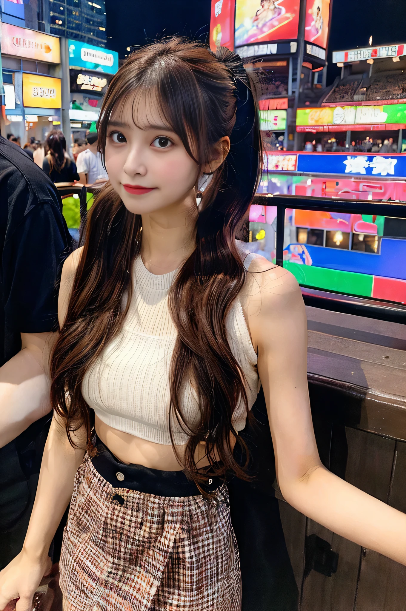 beer vendor、underwear、ponytail、brown hair、Sweating