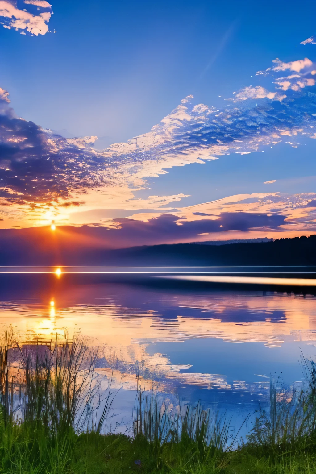 **A serene dawn at a lakeside, with the first rays of sunlight piercing through the mist, casting a golden glow on the calm water, surrounded by lush greenery. --style raw** - (fast)