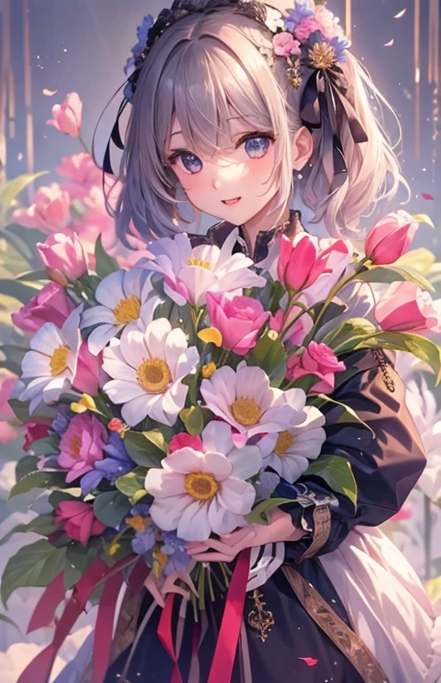 ((highest quality)), ((masterpiece)), (Get used to it), Perfect Face , beautiful girl , bouquet ,