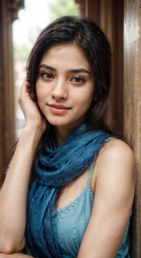 south asian facial features. girl. Should look very beautiful. pretty. Highly detailed and hyper realistic. The skin texture should be highly detailed and extremely accurate. thick black hair and brown eyes. Face must be accurate. Highly detailed face and facial features. Extremely accurate representation of face and facial features. Face should be highly detailed and hyper realistic. Every thing from the body should be extremely perfect and realistic. hyper realistic. Skin texture is natural and realistic. Face is realistic and extremely detailed. Eyes are detailed and accurate. Highly accurate. eyes should be realistic and accurate. hyper detailed. perfect details. realistic proportions. hyper realistic skin texture. smiling. black eyes. eyes are black.