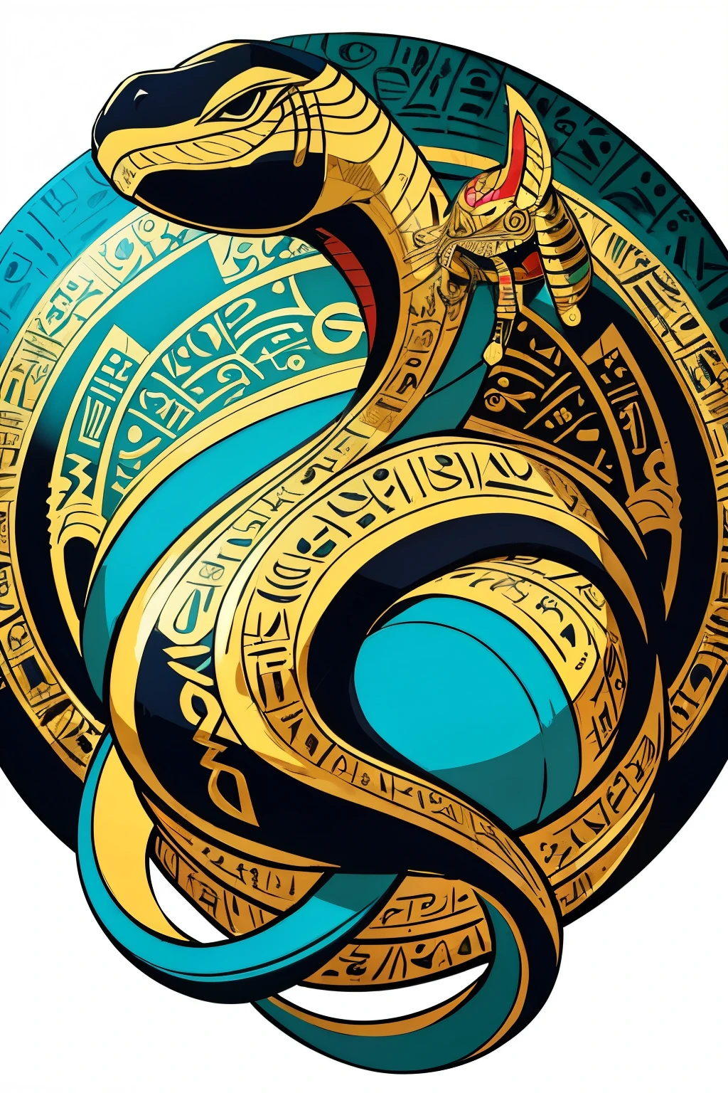 Snake image in Egyptian style, Animals taking the form of a sleek and slithering serpent, Cartoon-like representation with vivid and bold colors,
An exquisitely crafted Egyptian-style snake image, featuring the animal form in all its intricately designed glory,
Cartoon representation adding a playful and alluring twist, with bright and saturated colors,
The snake, an ancient Egyptian symbol of power and rebirth, depicted in a beautifully detailed cartoon interpretation,
Egyptian style adorned with hieroglyphics, intricate patterns, and bold colors that bring the snake to life,
Cartoon-style enhancement granting the snake an endearing