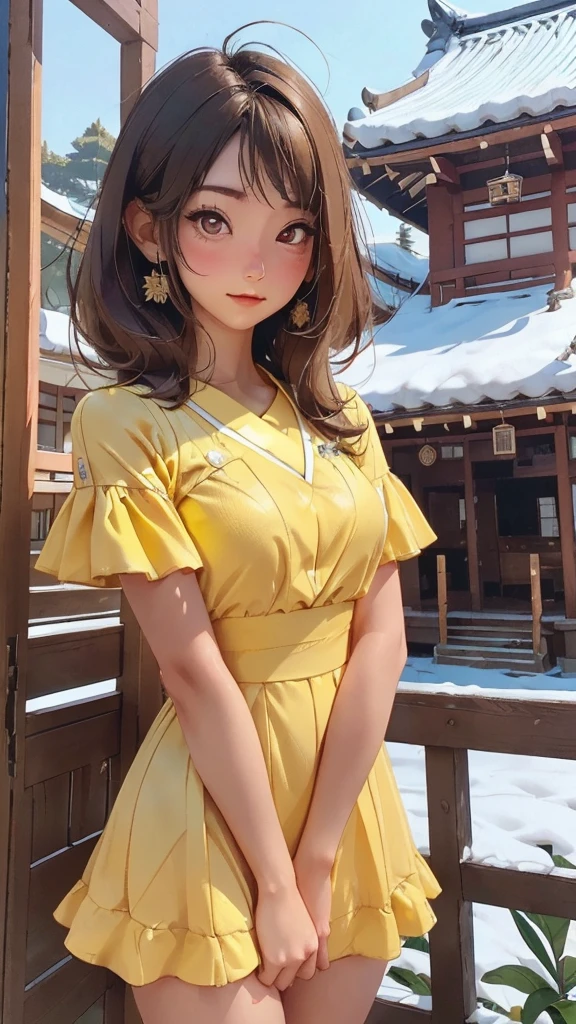 Cute brown skin girl, Orange bangs [With a black shade], 金色的Eye (shining), 超逼真的Eye, Use a magnifying glass, There is a gold ingot next to the item you are looking for.，Round Face, Realistic lighting, Radiosity, Close-up magnifying glass，Eye