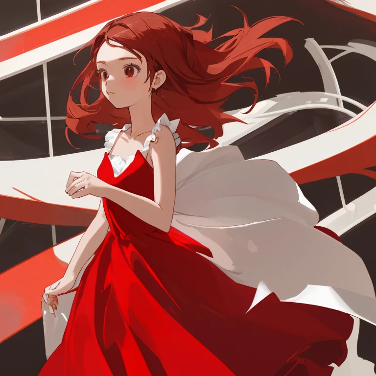 A girl wearing a cute red dress