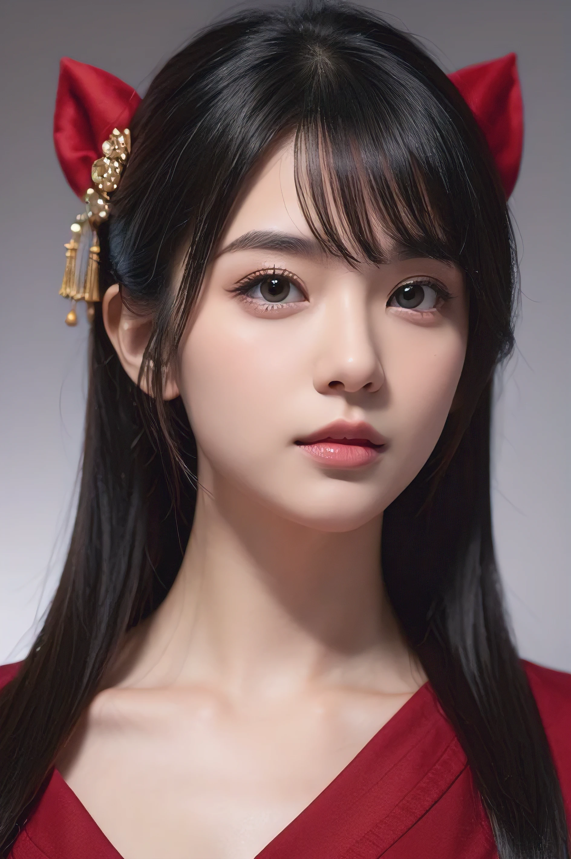 Generate an oriental face,Three-dimensional facial features,big eyes,High-resolution close-up face photo