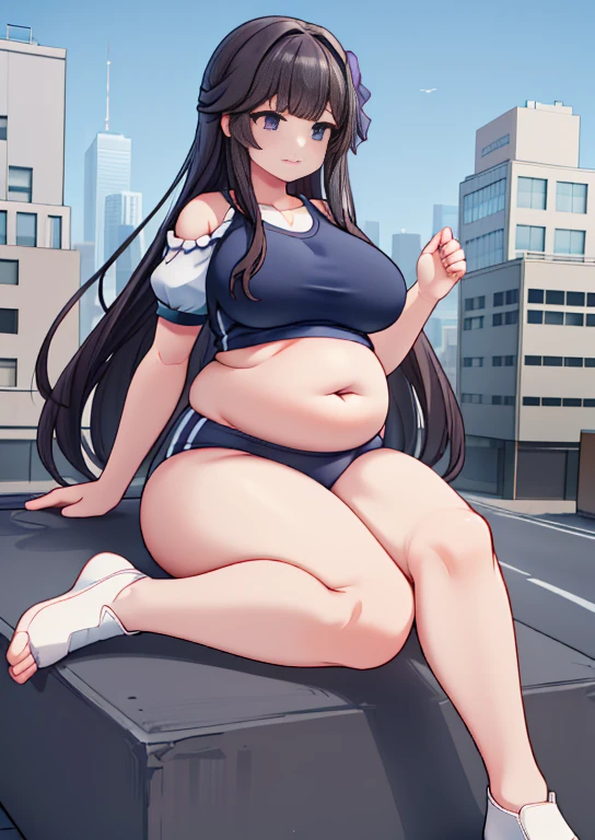 (masterpiece, best quality, highly detailed), 1girls, big belly, huge belly, art by kipteitei, round belly, chubby, curvy, belly grab, enormous belly, fat belly, thicc, bigger belly, really big belly, jiggly belly, glasses, (extra thight gym clothes), ((cum on belly)), smug face, sitting, ((full body)), long hair, ((dominant)), (giantess)