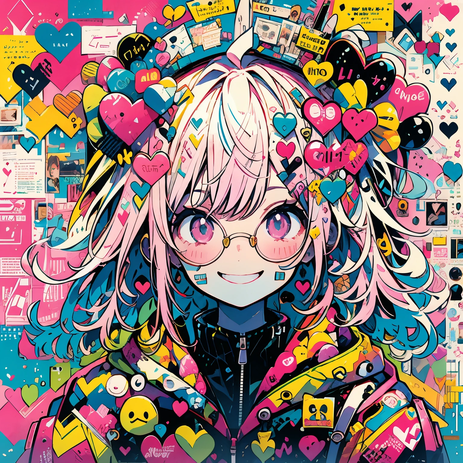 Masterpiece、smile、sunglasses、girl、Wink、pink