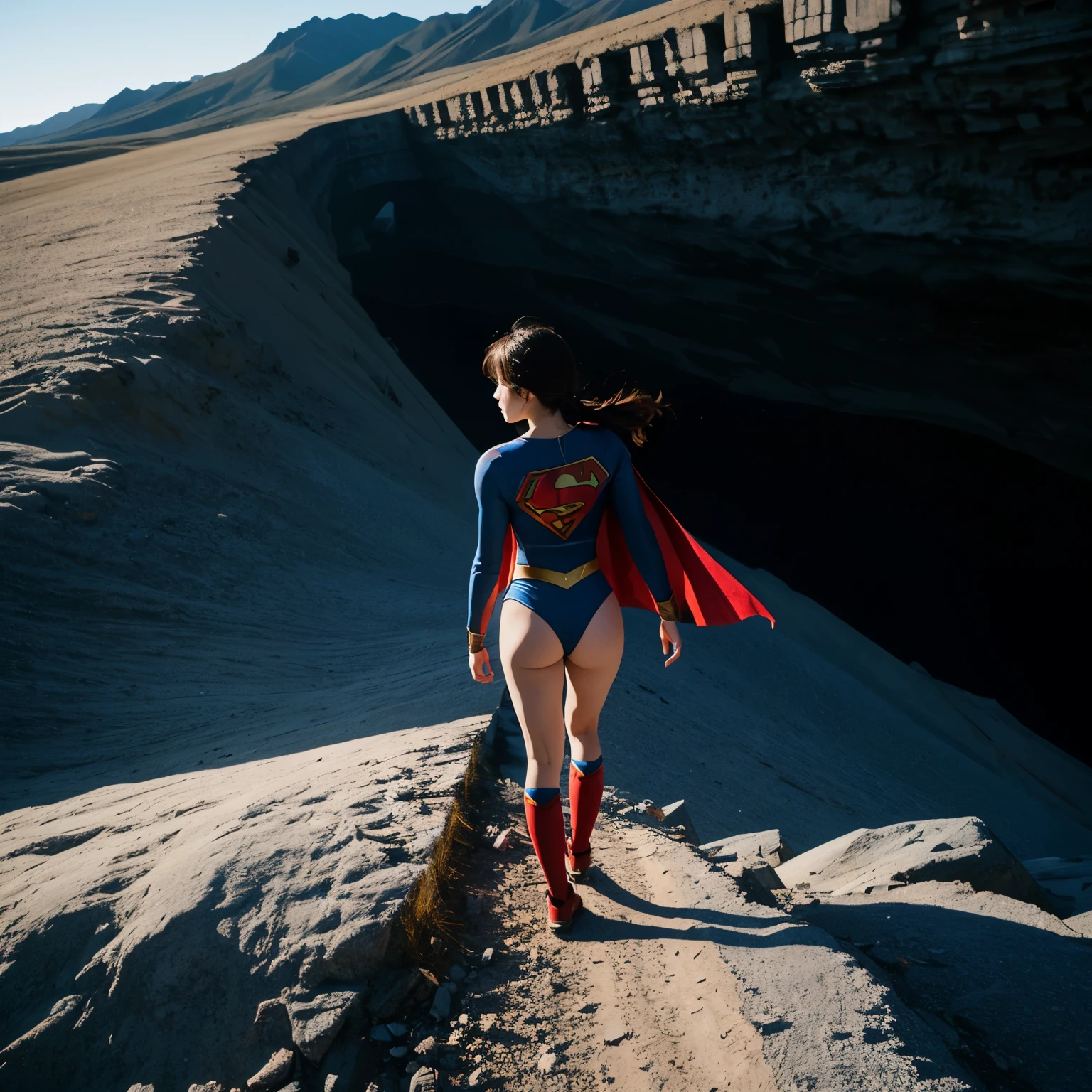 1Supergirl、gravure、Mountaineering、Low - Angle、look back、Looking down、