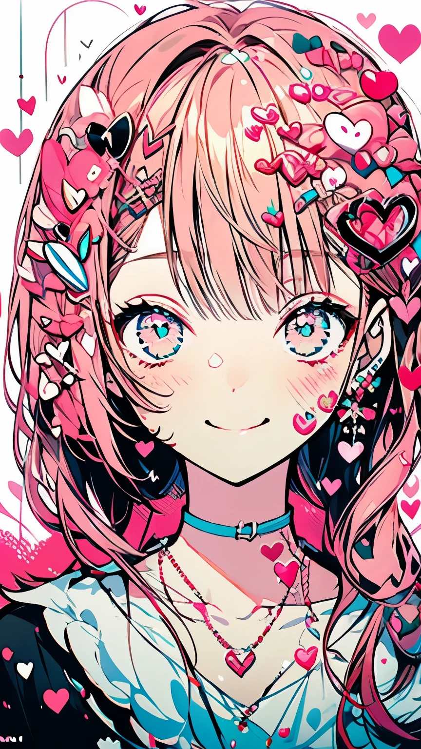 Masterpiece、girl、pink、heart、smile