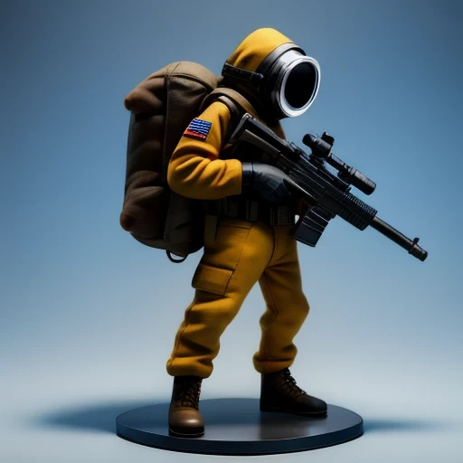 ((side angle))Alafud Soldier with gas mask and gun, Sanya Toys, Guerrilla, vinyl toy figurine, Highly detailed toys, Future combat equipment, Stop motion vinyl characters, Soldier, Marmoset Rendering, camouflage equipment, Octane Rendering”, Octane Rendering ”, Ninja, Vinyl Action Figures, Personagem pequeno. Unreal Engine 5,(((Pure cotton plush)))