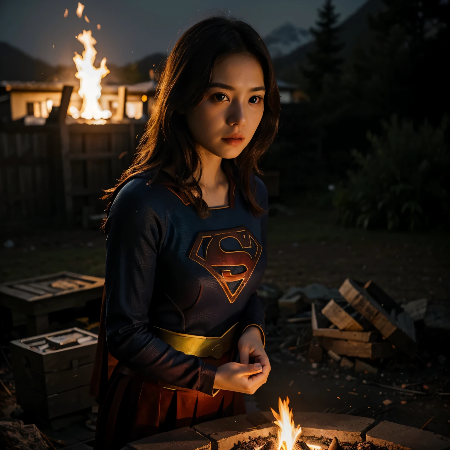 1 supergirl、1/6th scale adult figure、Accurate Supergirl costume、(両腕両脚を伸ばし全身でX-word)、(Diorama of Supergirl on a gallows:1.2)、（X-word)、