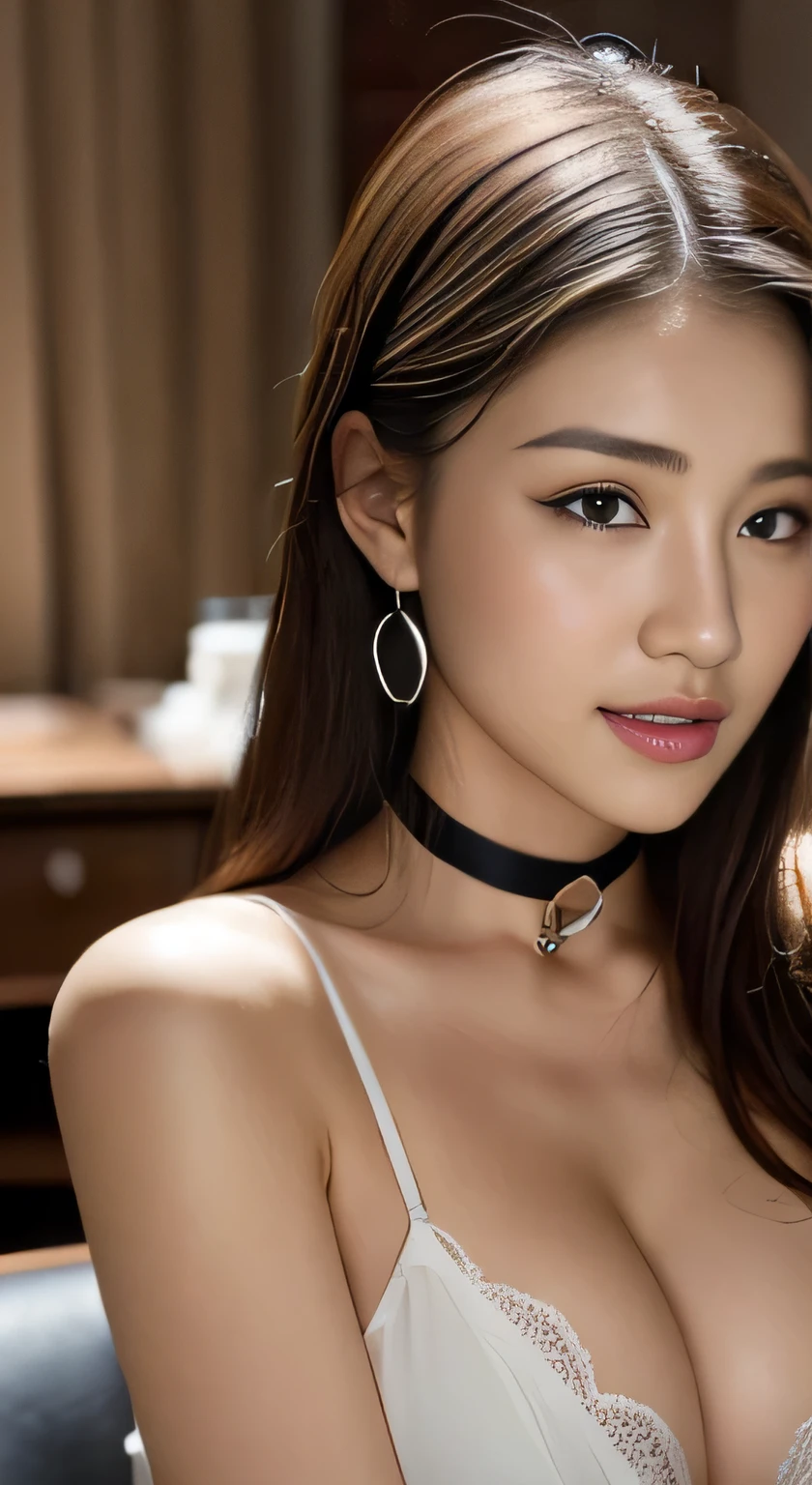 ((Midnight, need, 8k, masterpiece:1.3)), Long legs, Four Colors:1.2, Plump body,perfect figure beautiful woman:1.4,((Dark brown hair, Huge boobs:1.2 )), (low chest,Deep V color, black stockings,T-shirt cardigan,cardigan,Bucket hat,Cleavage), ((Office Room,bitter,prostitution woman,prostitution)), Highly detailed face and skin texture, Detailed eyes, double eyelid,Wear glasses,Crispy breasts,smile,Your breasts will get bigger, Long Hair,Crispy breasts,Noble beauty,get wet,sweat profusely,Charm,Huge ,Have fun,be happy,Perfect breast shape,wear a choker,Put on earrings,Putting on a bracelet,Crispy breasts,Noble beauty,Attractions,Charm,Large,White skin,Noble,High-end products,Inflame,Support your chest with both hands,Place your hand on your chest,Breast enlargement,Breast swelling,Big Tits,round chest,beautiful ,Exposing breasts,Pussy exposed,Showing your breasts to others,Breast close-up,Take a close-up photo of your chest,Wear glasses,close-up of chest,Obscene,prostitution woman