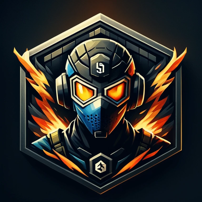 Type de badge,Seulement badge,Insigne de type Counter Strike2,Seulement,regarder le spectateur,yeux bleus,1boy,foyer masculin,pas d&#39;humains,masque,glowing,fond noir,portrait,tout droit,Tokusatsu,fire
