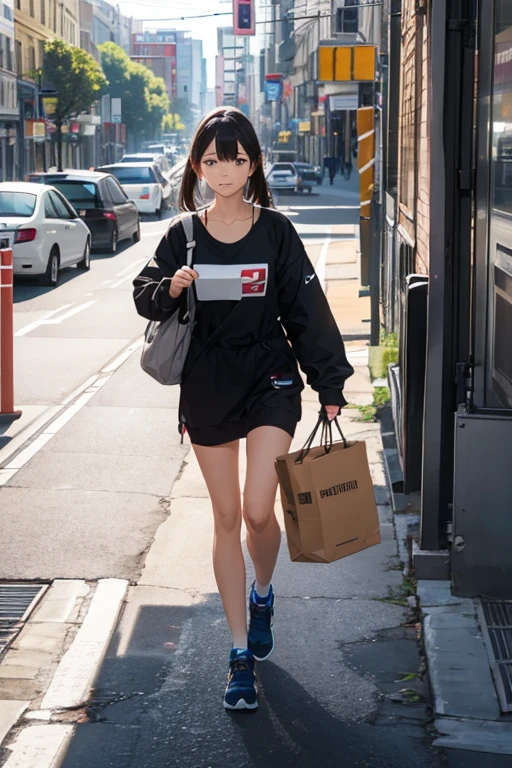 (8K), (best quality), (muste piece: 1.2)　Employee walking with cardboard boxes