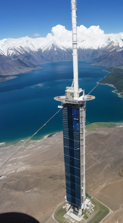 View from a space elevator　5000 meters above ground　Space