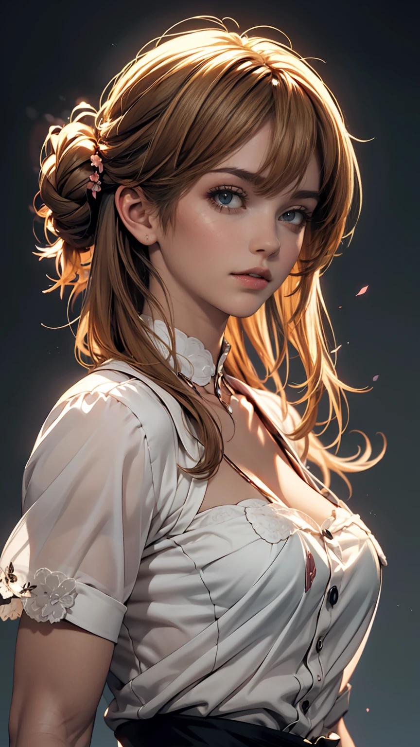 (anime),(cute)(masterpiece), (highest quality),One girl,Upper Body,(Double Exposure:1.2),(Simple Background:1), (movie angle),(Dynamic Angle),Disheveled long hair,(Low contrast),(Flat Color:0.7)