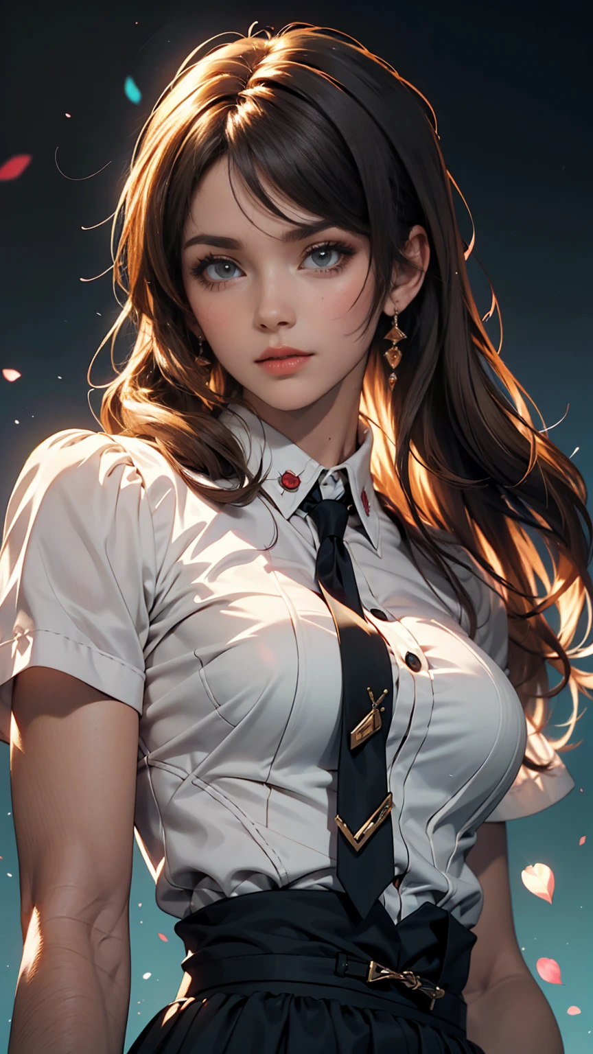 (anime),(cute)(masterpiece), (highest quality),One girl,Upper Body,(Double Exposure:1.2),(Simple Background:1), (movie angle),(Dynamic Angle),Disheveled long hair,(Low contrast),(Flat Color:0.7)