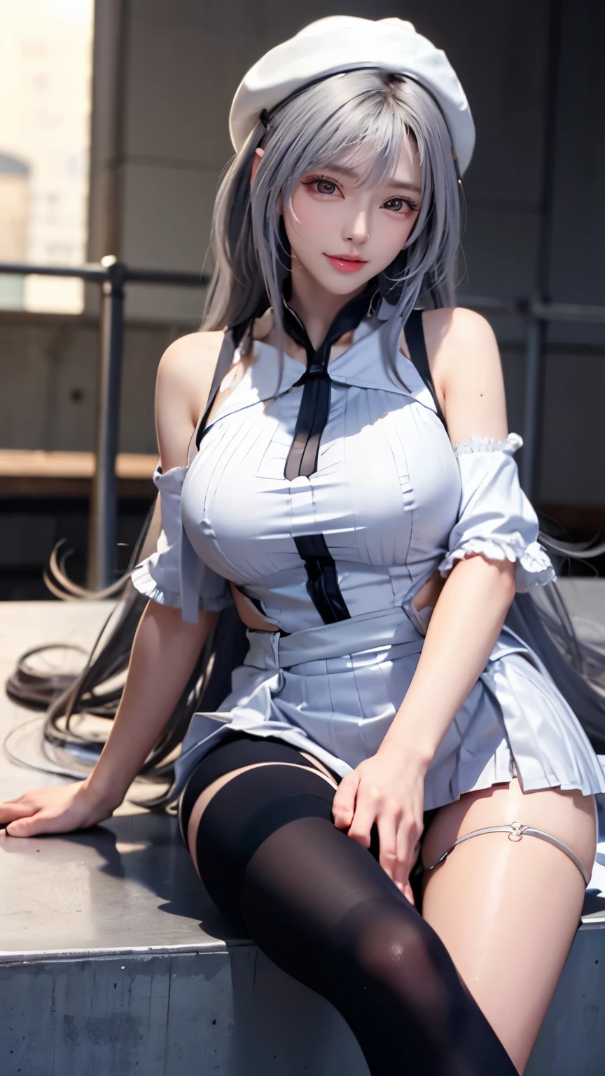 (very delicate and beautiful:1.2)super model,perfect shape,girl's,,Thighhighs,beautiful feet,beret,gentle expression,spoiled look,Innocent face,Mini skirt,big breasts,beautiful breasts,voluptuous,bike shorts,,givenchy,masterpiece, highest quality, High resolution, 8K, , skirt, uniform, short hair, messy hair, blush, sexy pose, big breasts, seductive pose, sweating,, sweating, cityscape, vivid details, super detail, realistic skin texture, Surface details, Beautiful eyes in every detail, medium full shot, Girl holding a sword,flame background,