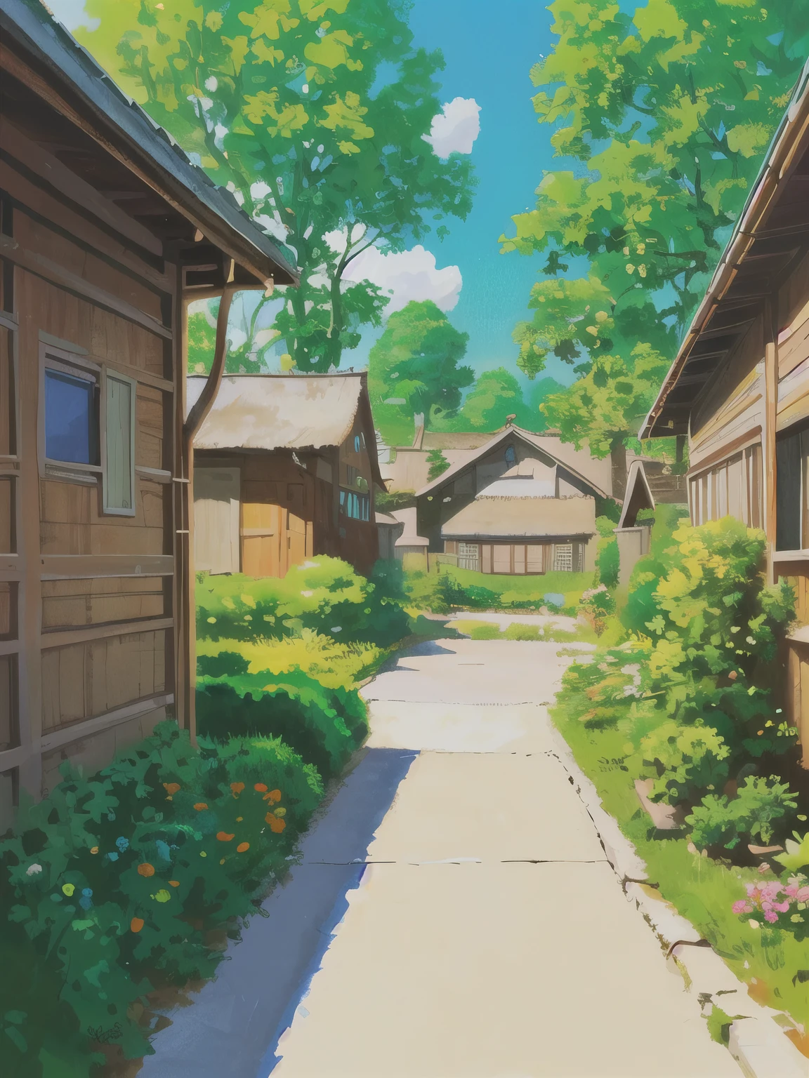 (((best quality)))), painting of a street in front of a house, car ,digital cartoon painting art, painted in anime painter studio, stylized digital illustration, highly detailed digital painting, digital painting highly detailed, high quality digital painting, realistic painting style, very detailed digital painting, beautiful digital painting, cartoon digital painting, detailed digital painting, made with anime painter studio, studio ghibli sunlight, summer 