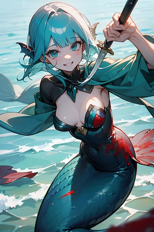mermaid、Blood splatter、Ocean、Bloody knife、Smiling graciously、Taunt、3×3