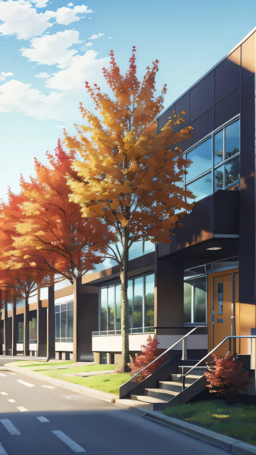 Canadian flag in the distance,Teaching building,beautiful,Realistic