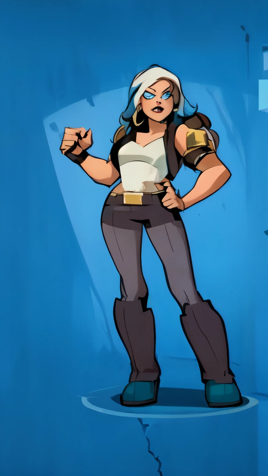 A woman with long white hair and blue eyes,Full body view,Frontal HD,Ultra-clear details,High-definition quality,Europe and America,Sexy,American cartoon,American comics,2D,game character