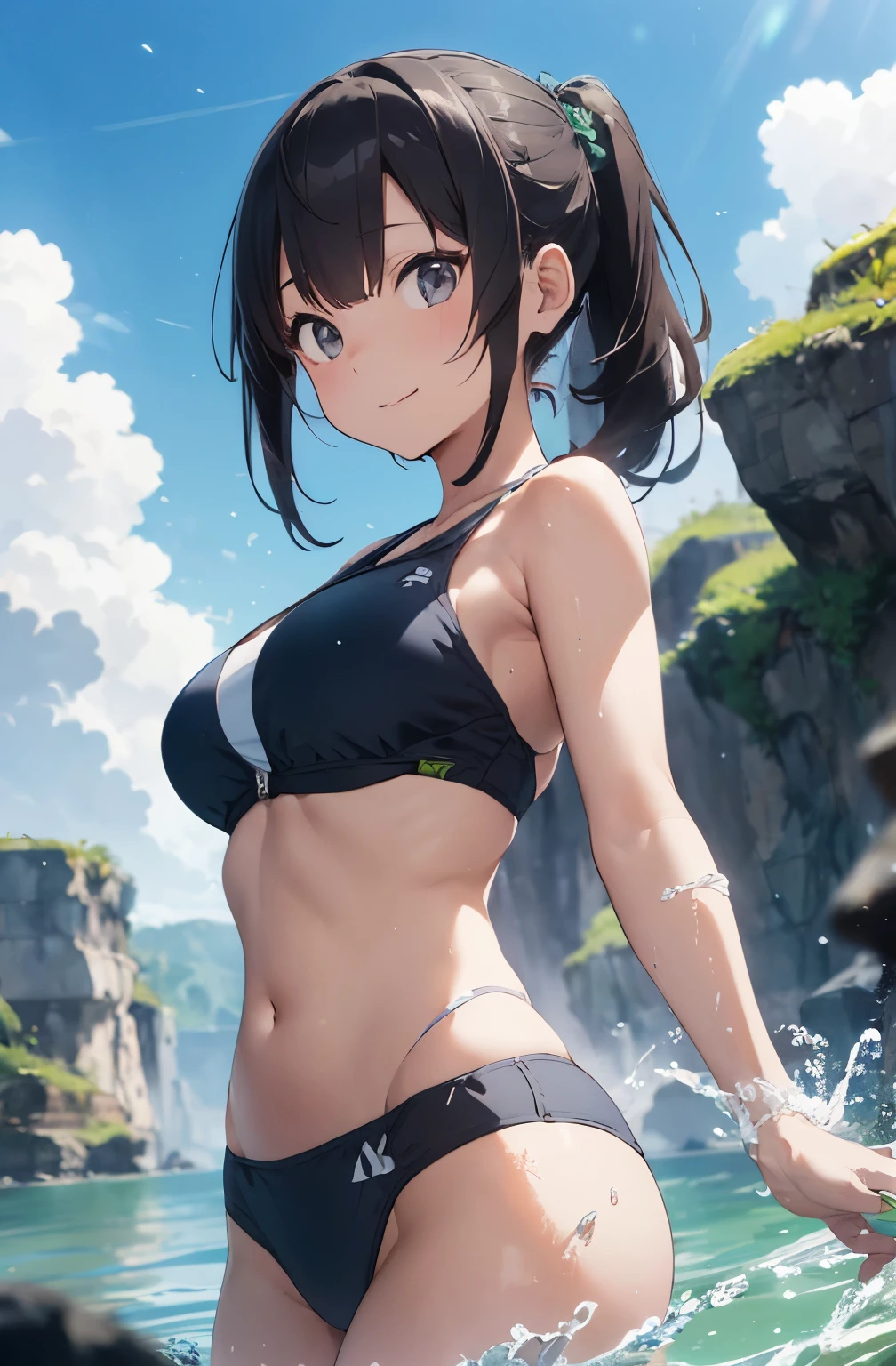 High resolution、
一人のbeautiful若い女性、
Japanese anime style,
(Masterpiece 1.5),super high quality, Very detailed,Perfect drawing,NFSW、beautiful woman、beautiful, Glowing Skin、A kind smile、beautiful black hair、Braiding、(((beautiful水着)))、(((Luxury Swimwear))),3D、16K Illustrations、((Clear Face))、High resolution、Nice background、beautiful background、Spotlight、Vibrant colors、(((Detail View)))、Perfect Beauty,beautiful指,beautiful手,Point first,nail,Put your arms behind your back,Wakame seaweed、Wakame seaweed、Wakame seaweed、Wakame seaweed、Wakame seaweed、Wakame seaweed、Wakame seaweed、