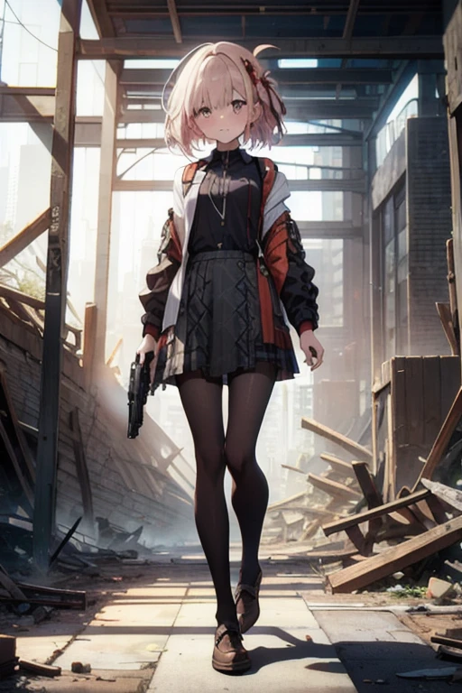 (quality:0)
8k, 8k wallpaper, (an extremely delicine and beautiful:1.1), (beautiful detailed eye:1.3), (best illustrinion:1.1), (最高quality:1.3), (Best Shadow:1.1), (cineminic Lighting:1.2), detailed eye, (detailed_Light:1.1), (dream-like:1.1), (extremely detailed CG unity 8k wallpaper:1.1), High res, (masterpiece:1.3), formal_art, Ray Tracing, (Stylized:1.3), trending on artstinion, (Ultra_detailed:1.2)

(style & composition:0)
One girl, (from_Under, full_body:1.4), 一人in

(Pause & Performance:0)
blush, head_Tilt, foot_apart, lips_apart, Looking_in_Audience, Are standing, Uninteresting

(character:0)
background、ruins、dim、Handgun in one hand、Aqua_eye, Aqua_hair, Aqua_ Argyle_pantyhose, black_pantyhose, just_shoulder, black_shirt, black_surface, chest_apart, crop_superior, cropped_shirt, clavicle, Hinsune_High-waist_skirt, lips, length_sleeve, compensate, (Messy_hair:1.2), Plaid_skirt, Shiny_hair, shoulderをすくめる_\(clothing\), (small_chest:1.3), very_length_hair

