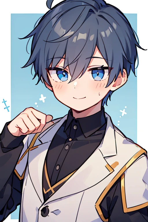((((1 boy)))),(idol)(high-quality, breathtaking),(expressive eyes, perfect face), 1boy, male, solo,short gray hair, blue eyes, smile