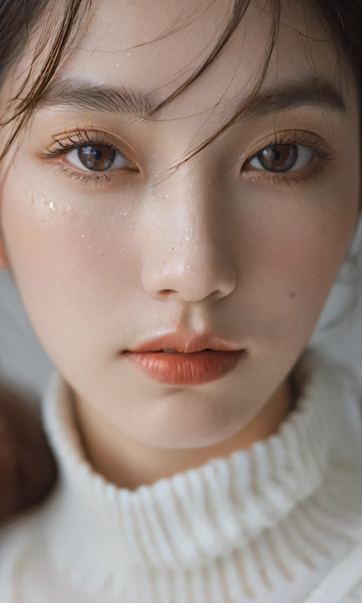 xxmixgirl, analog style, eye focus, highest quality, (highly detailed skin), photo of a exquisitely beautiful pale skin, 21yo, perfect face, alluring eyes, (seductive makeup: 1.3), skin pores, (bokeh:1.5), sharp focus, dappled lighting, (backlighting), film grain, (highly detailed, intricately detailed), 8k, HDR, front view, studio light, Ultra-detailed face, Detailed eyes, (Double eyelid: 1.4), Alice toggle, brown eye, (commercial: 1.4), 1girl wet tshirt water drops, (splash detailed), (seductive makeup), (sunkissed), ((white studio background: 1.5))