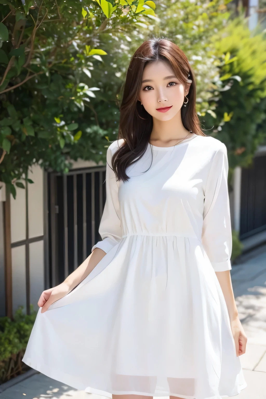 White clothes dress woman front model