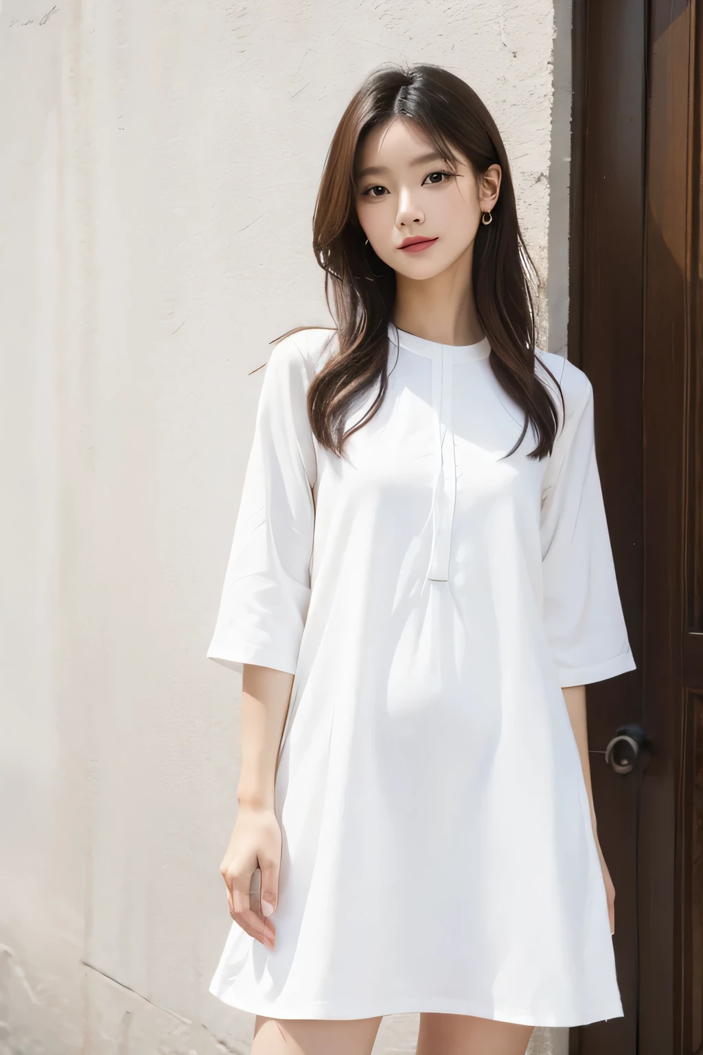 White clothes dress woman front model upscale